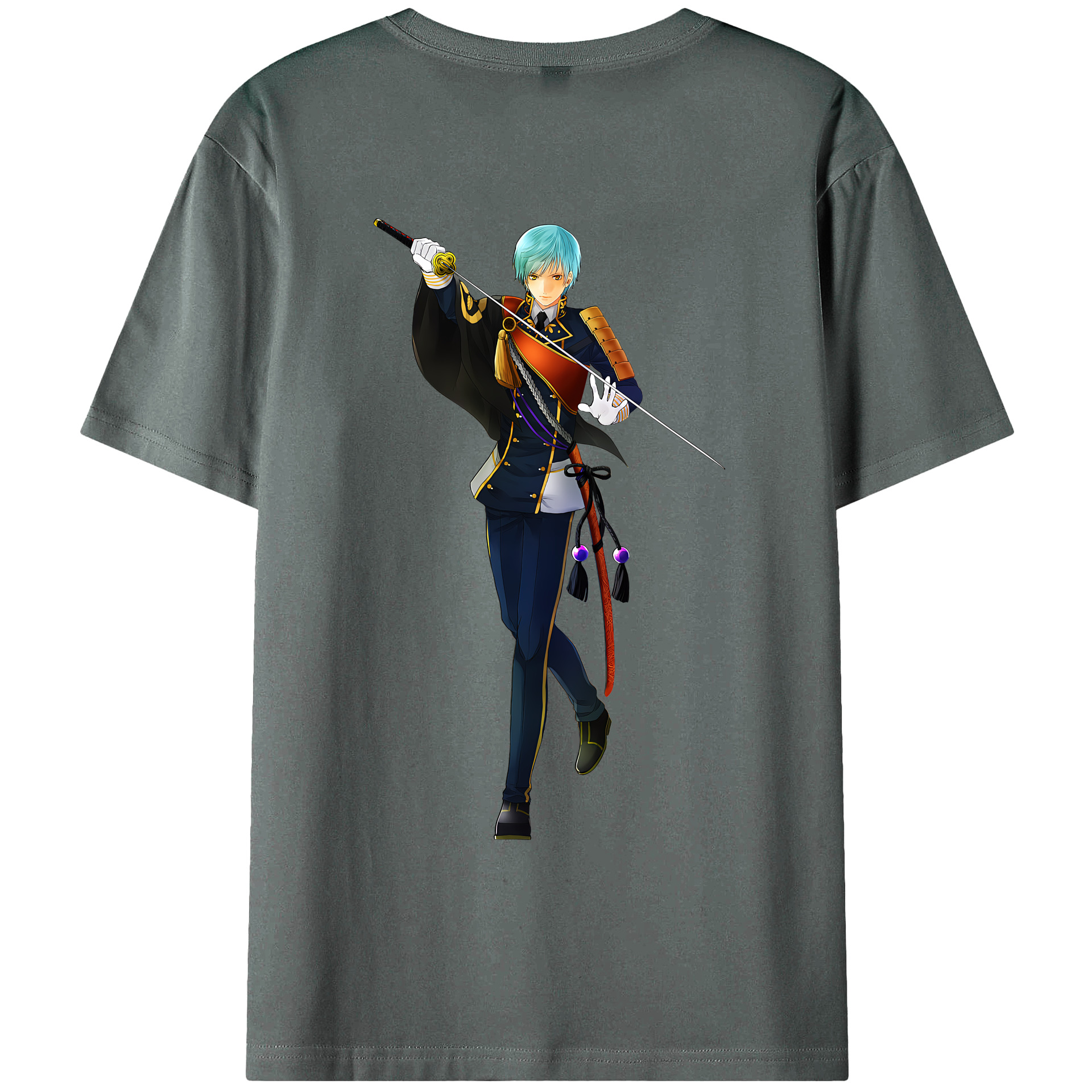 （画像用） 刀剣乱舞 Touken Ranbu 綿100％ メンズ半袖Tシャツ（バックプリント） 通気性